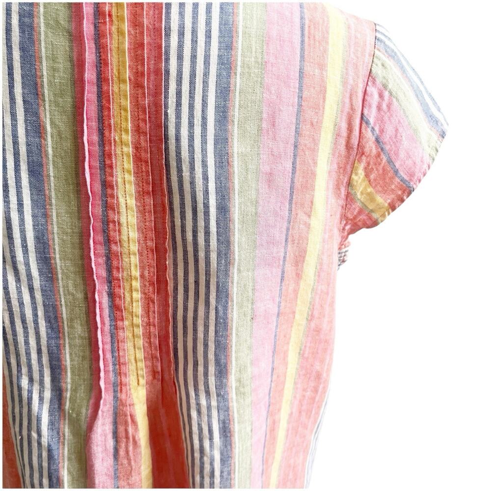 Sundays Striped Linen Sheath Dress Multicolor Size 2/Medium V-Neck Boho Beachy - Picture 5 of 16